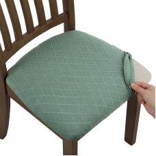 Fuloon Jacquard Stretch Dining Chair Seat Cover with Bands | 6 PCS | Matcha green