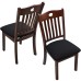 Fuloon Jacquard Stretch Dining Chair Seat Cover with Bands | 4 PCS | Black