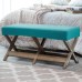 Fuloon Stretch Diamond Textured Box Cushion Bench Slipcover | Machine Washable | Peacock Blue