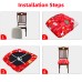 Fuloon Floral Printed Stretch Dining Chair Seat Cover | 4 PCS | Christmas Gloves