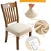 Fuloon Premium Jacquard Stretch Dining Chair Seat Cover | 6 PCS |  Beige2