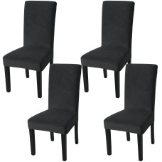 Fuloon Silver fox velvet chair cover | 4PCS | Black