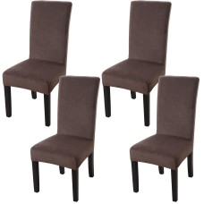 Fuloon Silver fox velvet chair cover | 4PCS | Coffee