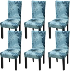 Fuloon Fancy Floral Printed Spandex Stretch Chair Cover | 6 PCS | Blue Summer