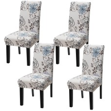 Fuloon Fancy Floral Printed Spandex Stretch Chair Cover | 4 PCS | Wealth Bloom