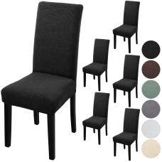 Fuloon Jacquard leaf chair cover | 6PCS  | Black