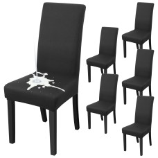 Fuloon Waterproof Universal elastic chair cover | 6PCS | Black